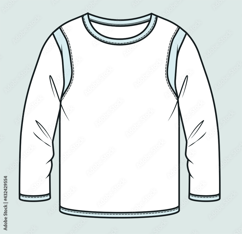 Wall mural SWEATSHIRT Flat Sketch. Sweatshirt technical drawing for boys.