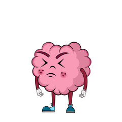 Isolated cartoon of a disappointed brain