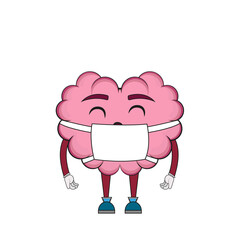 Cartoon of a brain using a face mask