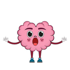 Isolated cartoon brain with open mouth