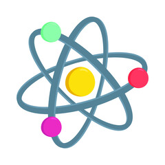Obraz na płótnie Canvas Atom Sign Emoji Icon Illustration. Molecule Energy Vector Symbol Emoticon Design Clip Art Sign Comic Style.