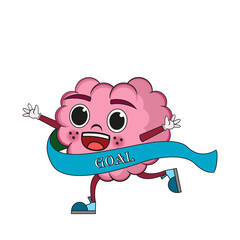 Isolated cartoon of a brain in competition