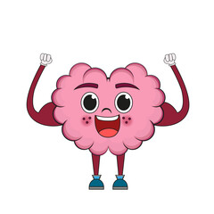 Isolated cartoon of a strong brain
