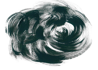 Abstract black and white watercolor illustration for creative background or modern decoration of old things. A stylized simplified image of a large rose bud, elongated fluffy cloud, or a ball of wool.