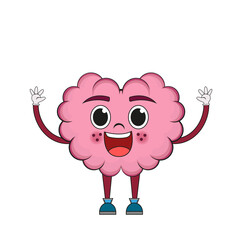 Isolated cartoon of a happy brain