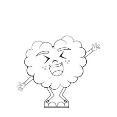 Isolated cartoon of a happy brain