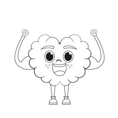 Isolated cartoon of a strong brain