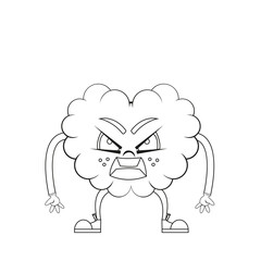 Isolated cartoon of an angry brain