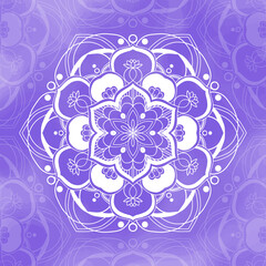 紫水彩背景の曼荼羅シンボル