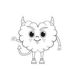 Isolated cartoon of an evil brain