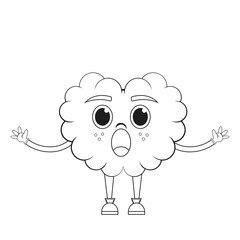 Isolated cartoon brain with open mouth