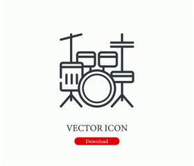 Drum set vector icon. Editable stroke. Symbol in Line Art Style for Design, Presentation, Website or Apps Elements. Pixel vector graphics - Vector