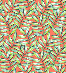Fototapeta na wymiar tropical pattern with multicolored hand drawn elements and funny background. pattern for fashion and decoration