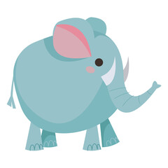 Elephant cartoon round blue. Children s cute baby elephant. Vector illustration in cartoon childish style. Isolated funny clipart on a white background. Cute print baby