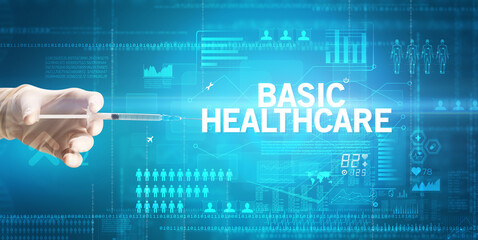 Close-up view of doctor's hand in a white glove holding syringe