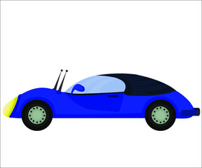 A blue car as a sport race automobile. Vector illustration.