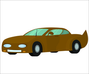 A brown car as a sport race automobile. Vector illustration.