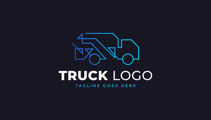 Truck or Fast Shipping Logo Design with Linear Concept in Blue Gradient. Usable for Business, Technology, Apps, and Websites