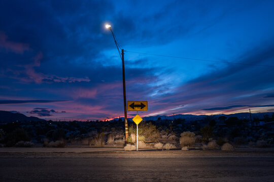 A dramatic evening sky outside Joshua Tree National Park, California