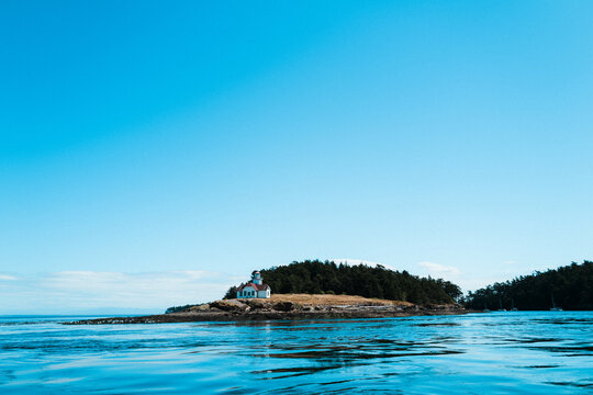 The Patos Island Lighthouse in the San Juan Islands, Washington, USA
