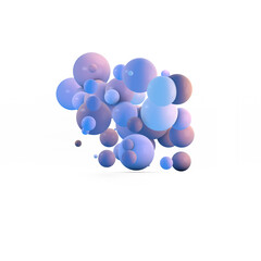 3D Illustration of Colorful Purple and Blue Spheres Isolated on White Background