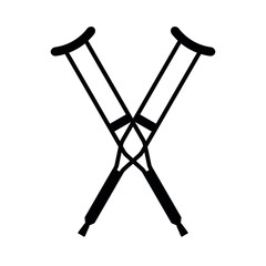 Vector flat crossed invalid crutch silhouette isolated on white background