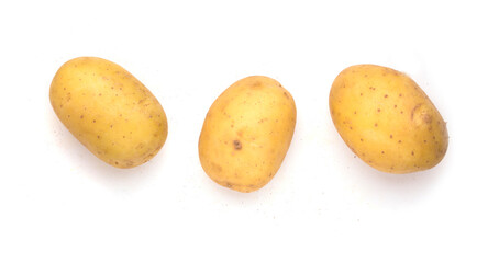 set of raw potatoes on white background