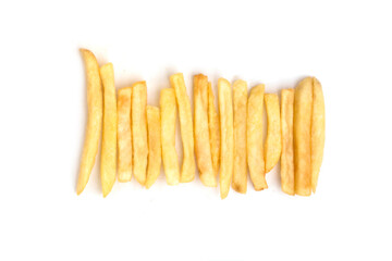 fried potato stick on white background