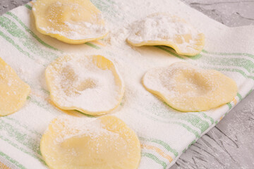 italian ravioli on concrete background
