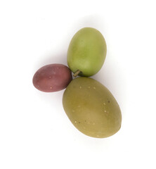 set of olives on white background