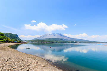 道の駅たるみずから見た桜島　鹿児島県垂水市　Sakurajima seen from Tarumizu Kagoshima-ken Tarumizu city