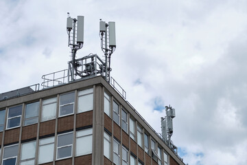 Cell site placed atop a concrete building