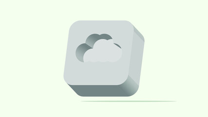 simple white three-dimensional cloud icon