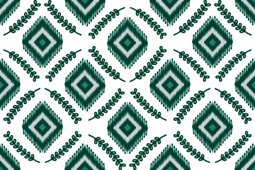 Ethnic tribal ikat seamless pattern design. Aztec fabric carpet mandala ornament native boho vector illustrations background.