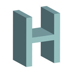 3d letter H simple clip art vector illustration