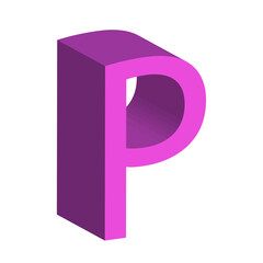 3d letter P simple clip art vector illustration