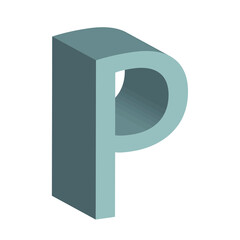 3d letter P simple clip art vector illustration