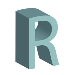 3d letter R simple clip art vector illustration
