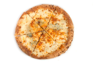 cheese pizza on white background