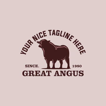great angus logo, silhouette of standing big bull vector illustrations