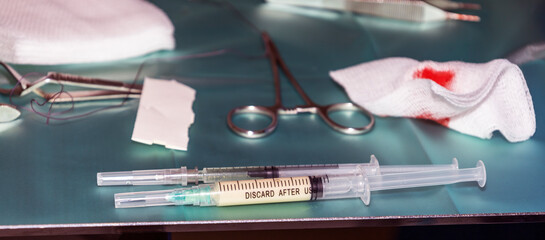 A syringe with anesthesia agent inside