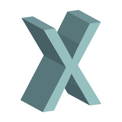 3d letter X simple clip art vector illustration