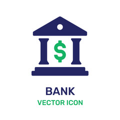 Dollar bank building vector icon