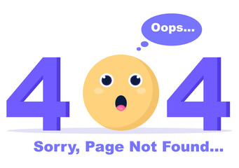 404 Error And Page Not Found Vector Illustration. Lost Connect Problem, Warning Sign, Or Site Breakdown. Landing Page Template