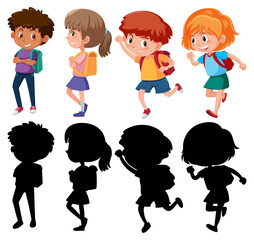 Set of different kids cartoon character