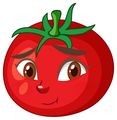 Tomato cartoon character with face expression on white background