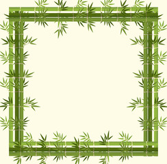 Fototapeta na wymiar Empty banner with green bamboo frame