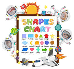 Shapes chart board with many kids in astronaut costumes © brgfx