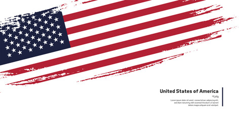 Creative hand drawing brush flag of United States of America country for special independence day