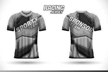 Sports racing jersey design. Front back t-shirt design. Templates for team uniforms. Sports design for football, racing, cycling, gaming jersey. Vector.